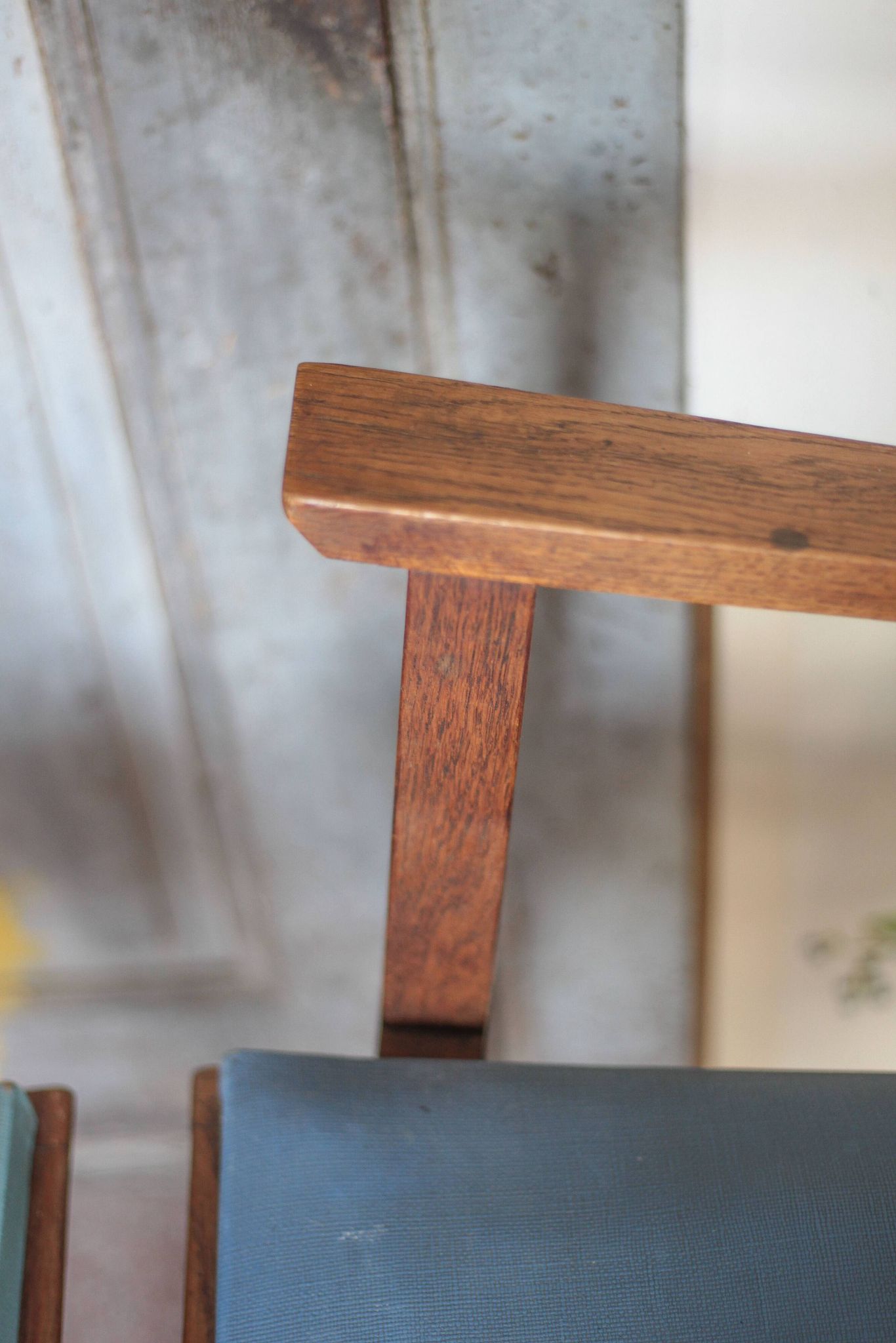 Pair of wooden bridge armchairs from the 1950s, vintage chairs.