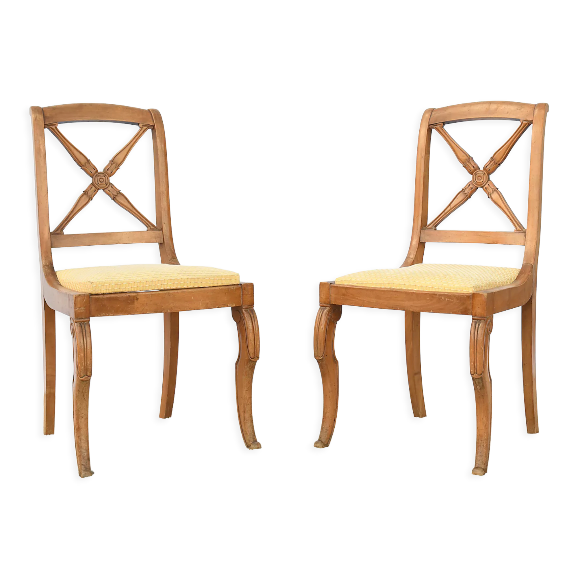 Pair of back chairs with braces