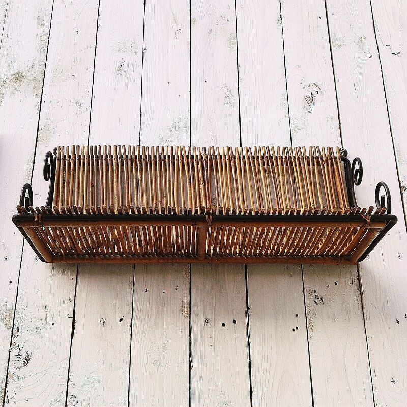 Wrought iron and rattan design vintage storage