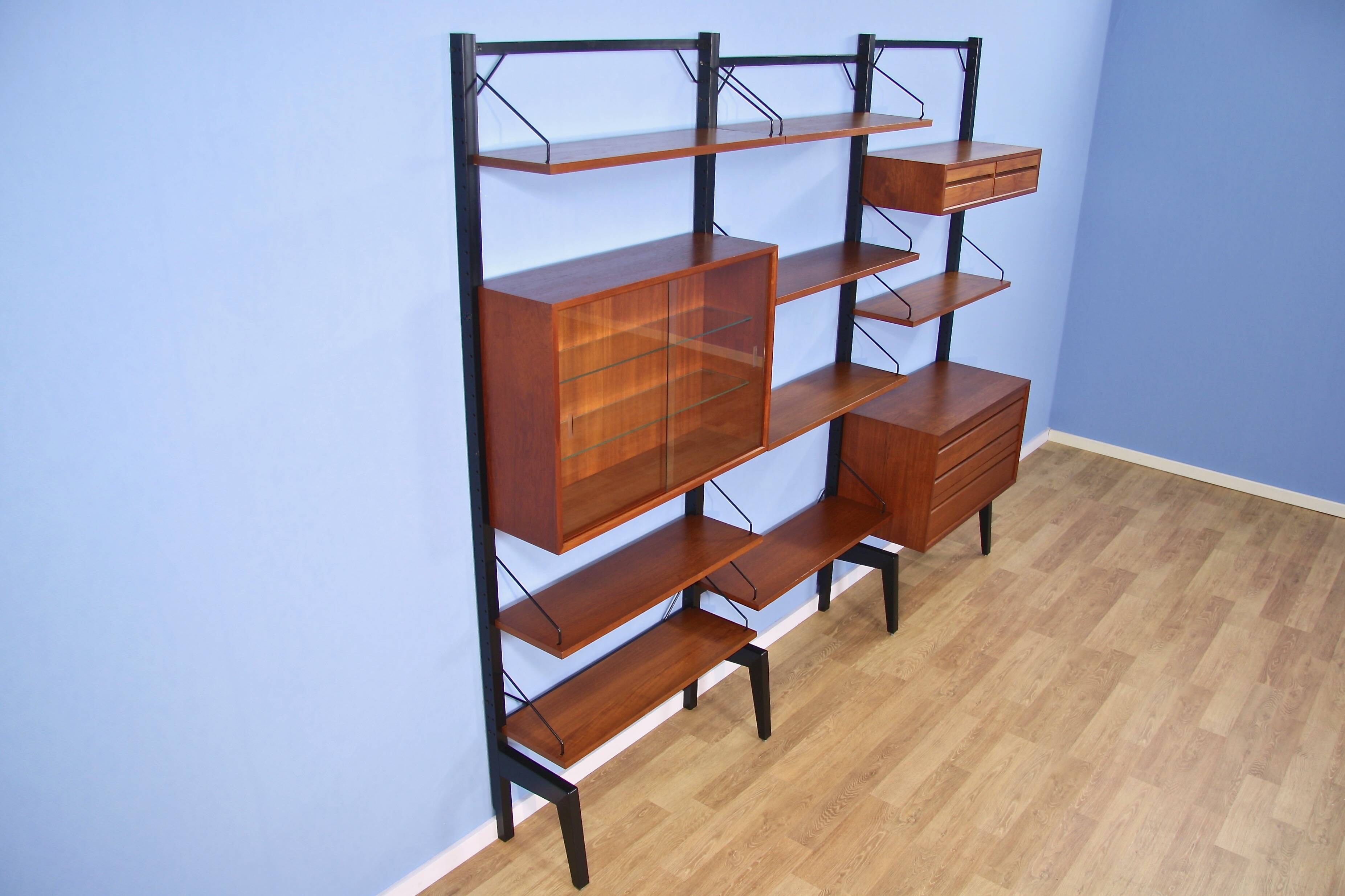 Teak wall unit by Poul Cadovius for Royal System Denmark, 1960s