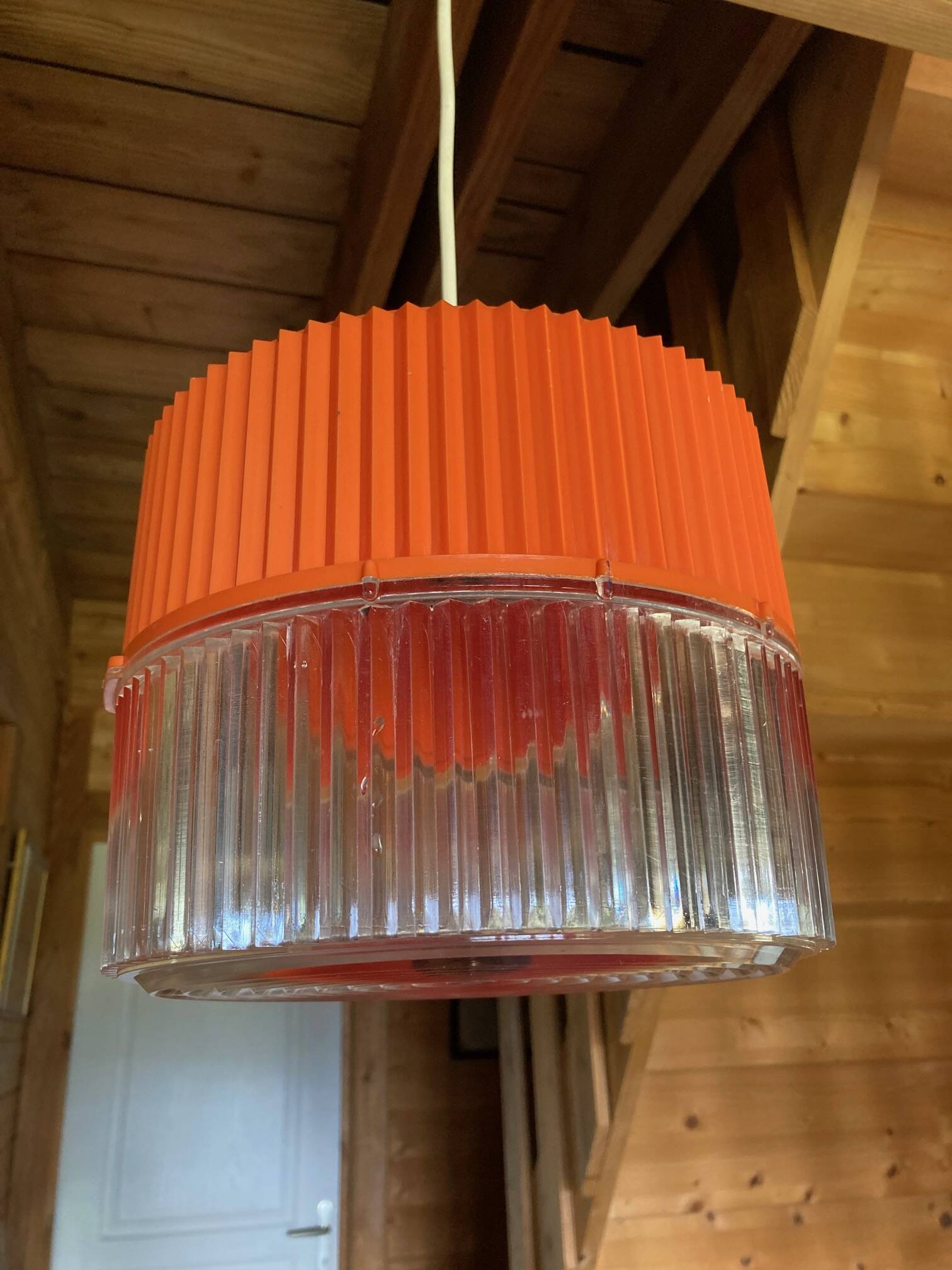 Vintage orange and transparent plastic pendant light