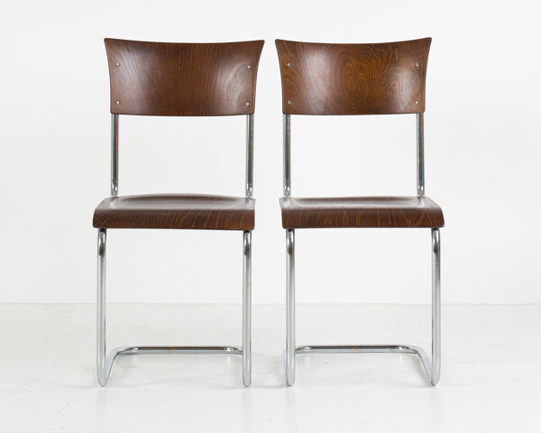 Set of 2 cantilever chairs, 40s