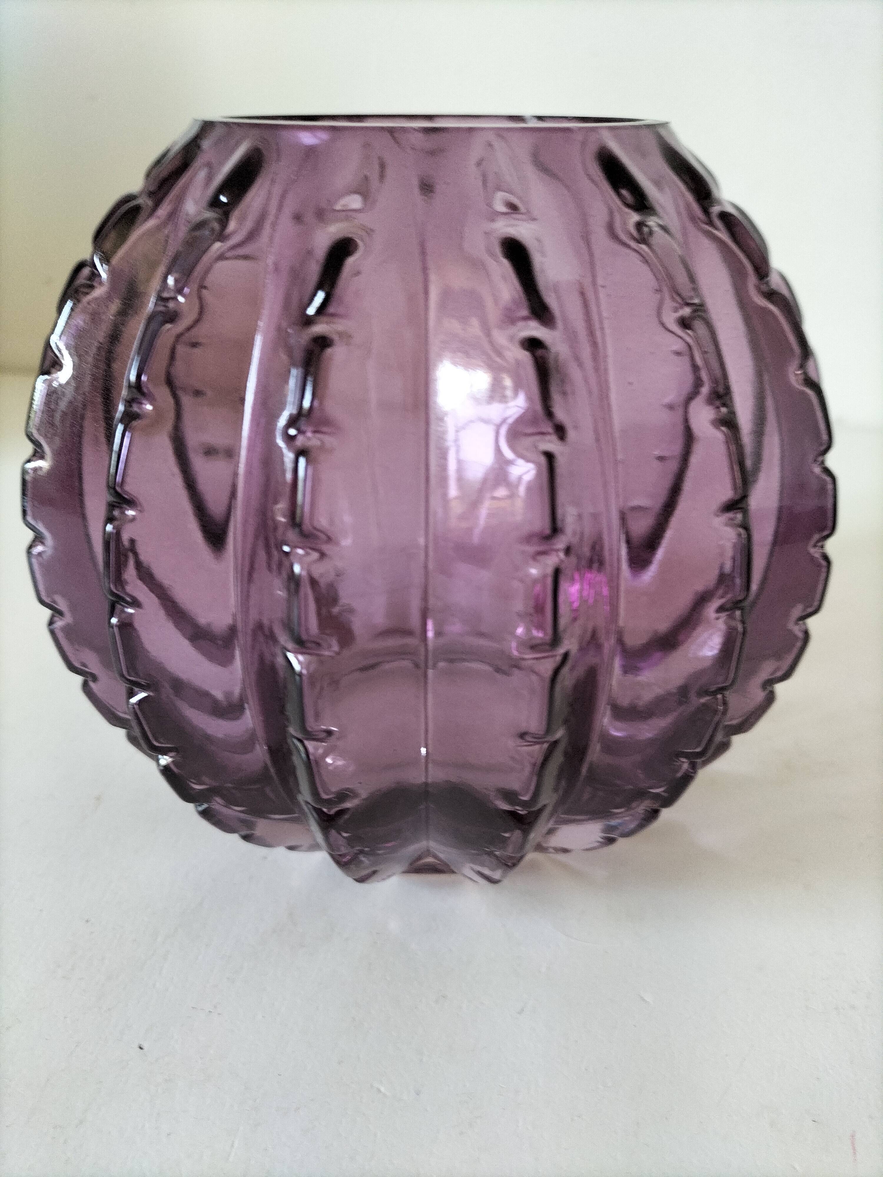 Amethyst vintage glass cactus vase