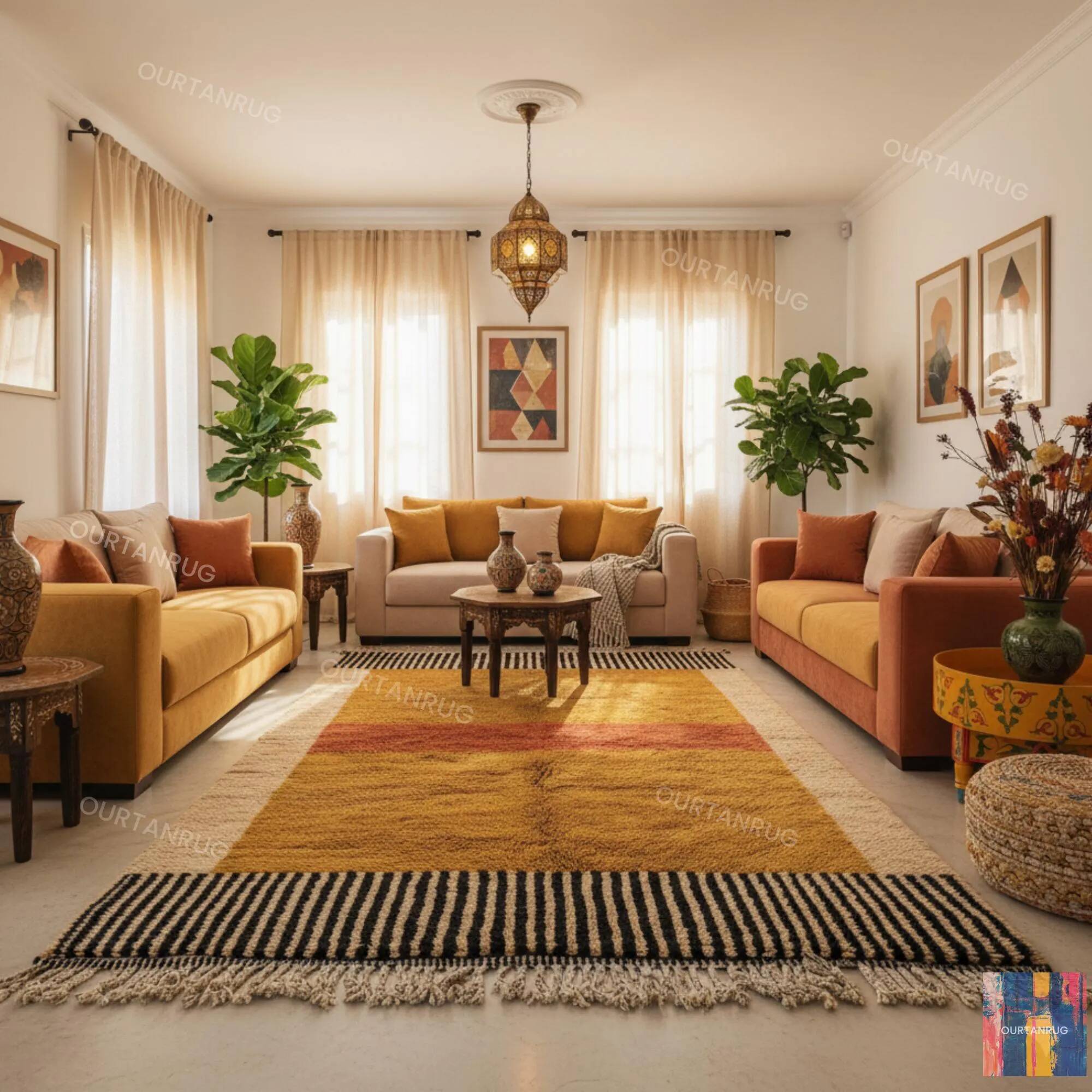 Traditional handmade carpet 250cm x 150cm Moroccan