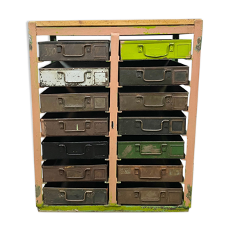 Vintage industrial iron chest of drawers, 1950s