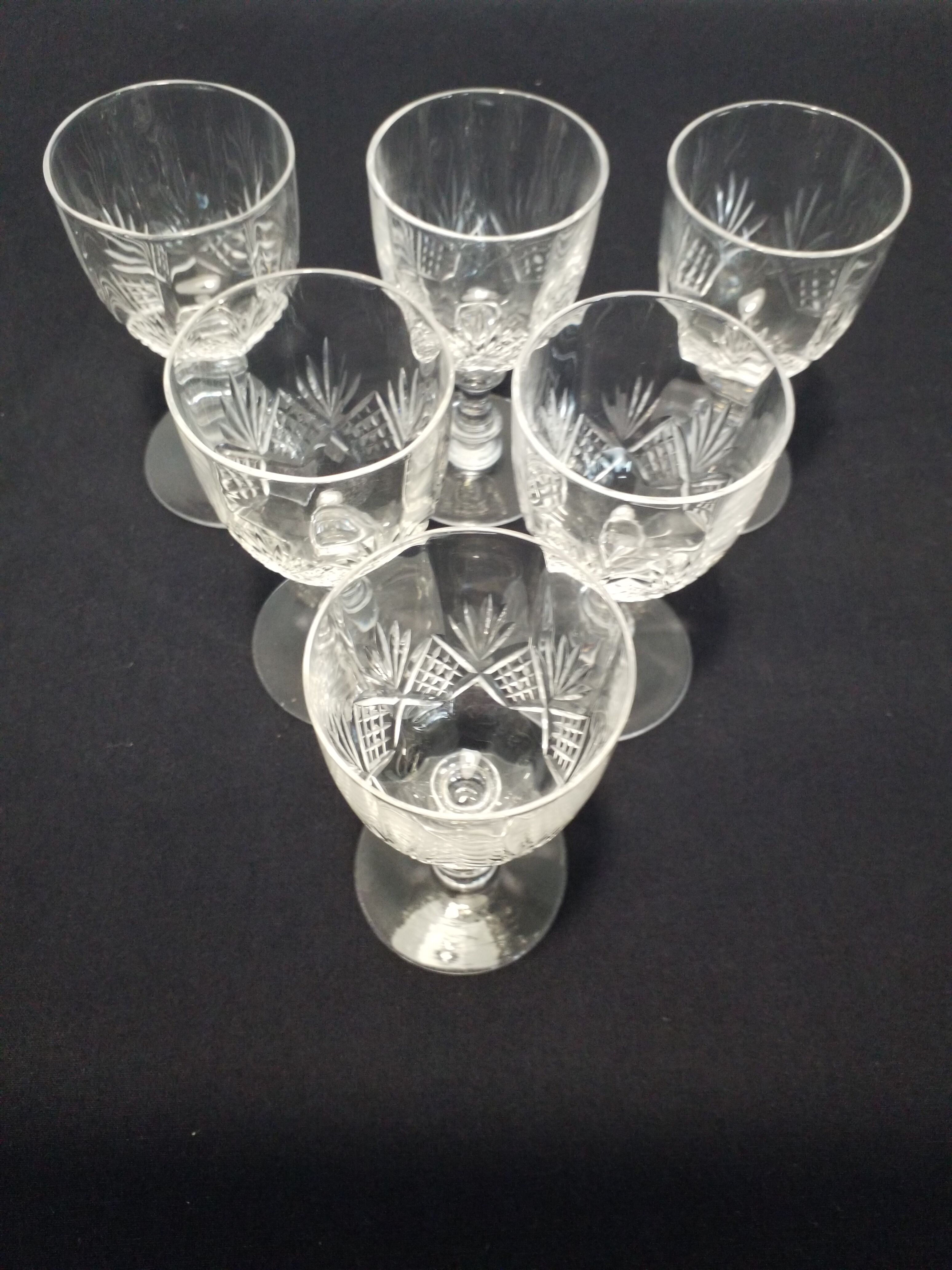 6 baccarat crystal port glasses, circa 1910.