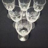 6 baccarat crystal port glasses, circa 1910.