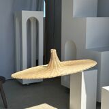 Large suspension, rattan luminaire in hat shape D:80cm