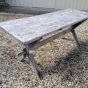Table ferme  vintage en bois 2m, pieds en x