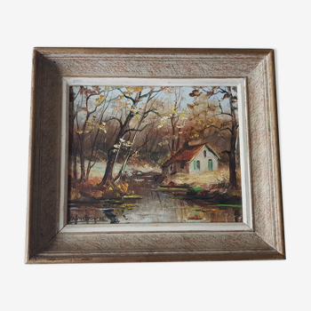 Tableau de jean hannedouche paysage  huile sur toile