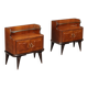 Pair of vintage bedside tables in exotic wood veneer, design, Italy, 1950s