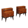 Pair of vintage bedside tables in exotic wood veneer, design, Italy, 1950s