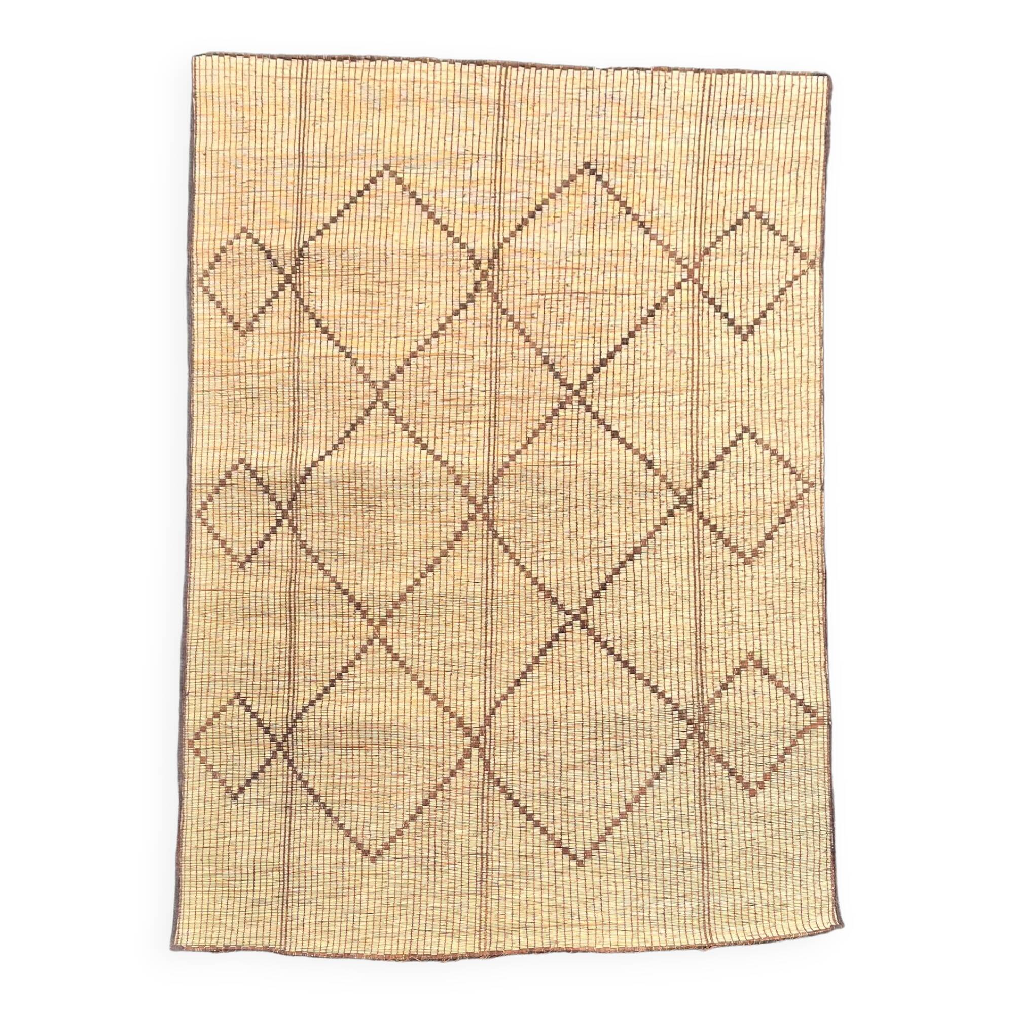 Mauritanian African mat in leather and reeds