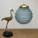 Suspension globe vintage en verre dépoli bleu