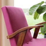 Vintage armchair in natural wool, magenta and red, 1970s