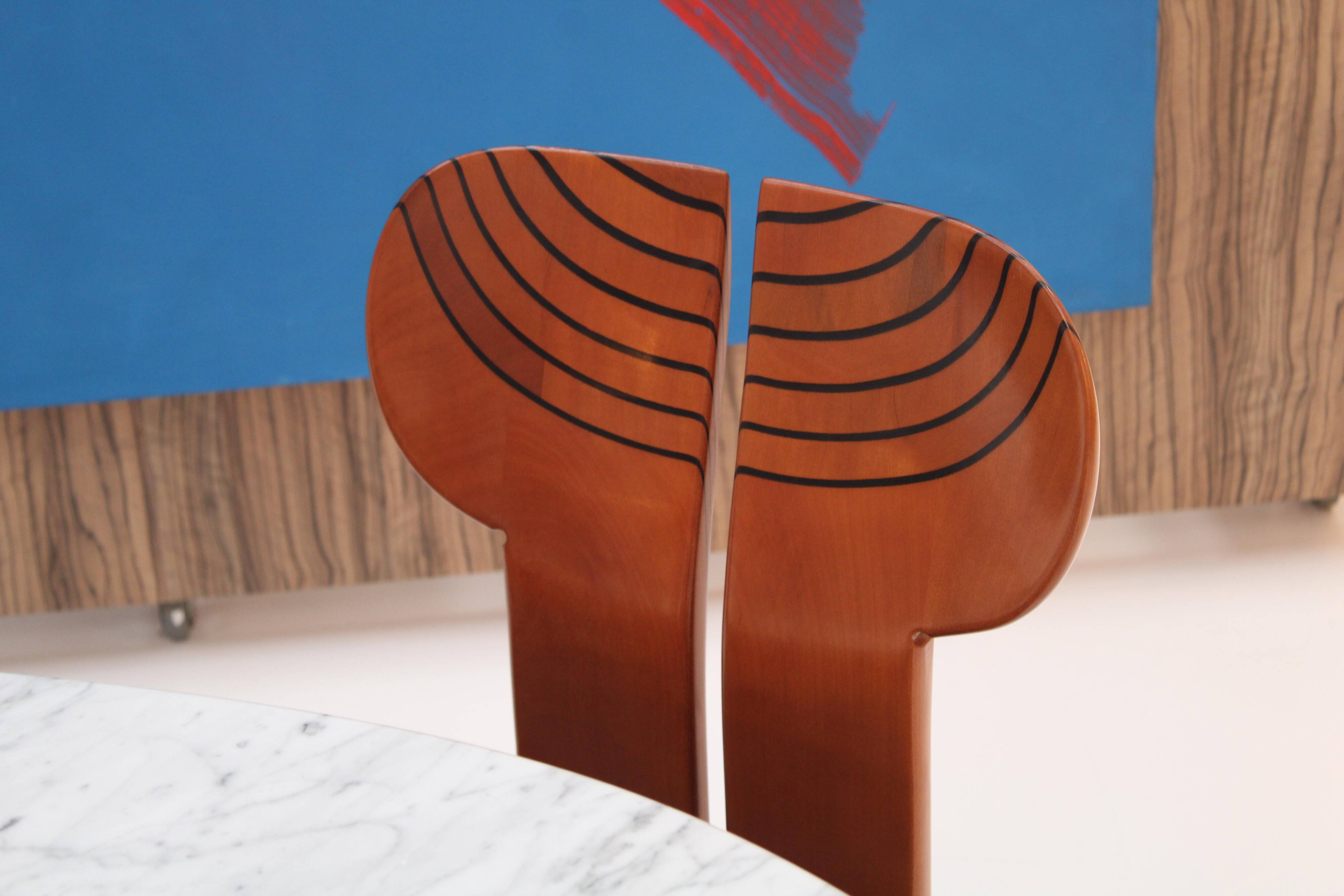 Original Africa Italian Dining Chairs Designed by Afra & Tobia Scarpa Maxalto