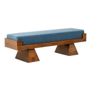 Banquette en frêne et - velours bleu