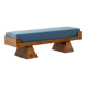Bench in ash and glacier blue velvet. Contemporary.