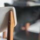 Set of 4 wooden and black and white imitation leather chairs, Scandinavian chair