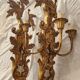 Louis XVI wall lamps Rocaille gilded carved wood antique mirror glass