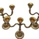 Set of 3-light brass candlesticks with mother-of-pearl intrusion