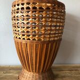 Cache jar in rattan or vase for dry bouquet