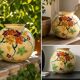 Ceramic Ball Vase "Rozet" Barbotine - Regina Gouda - c. 1950