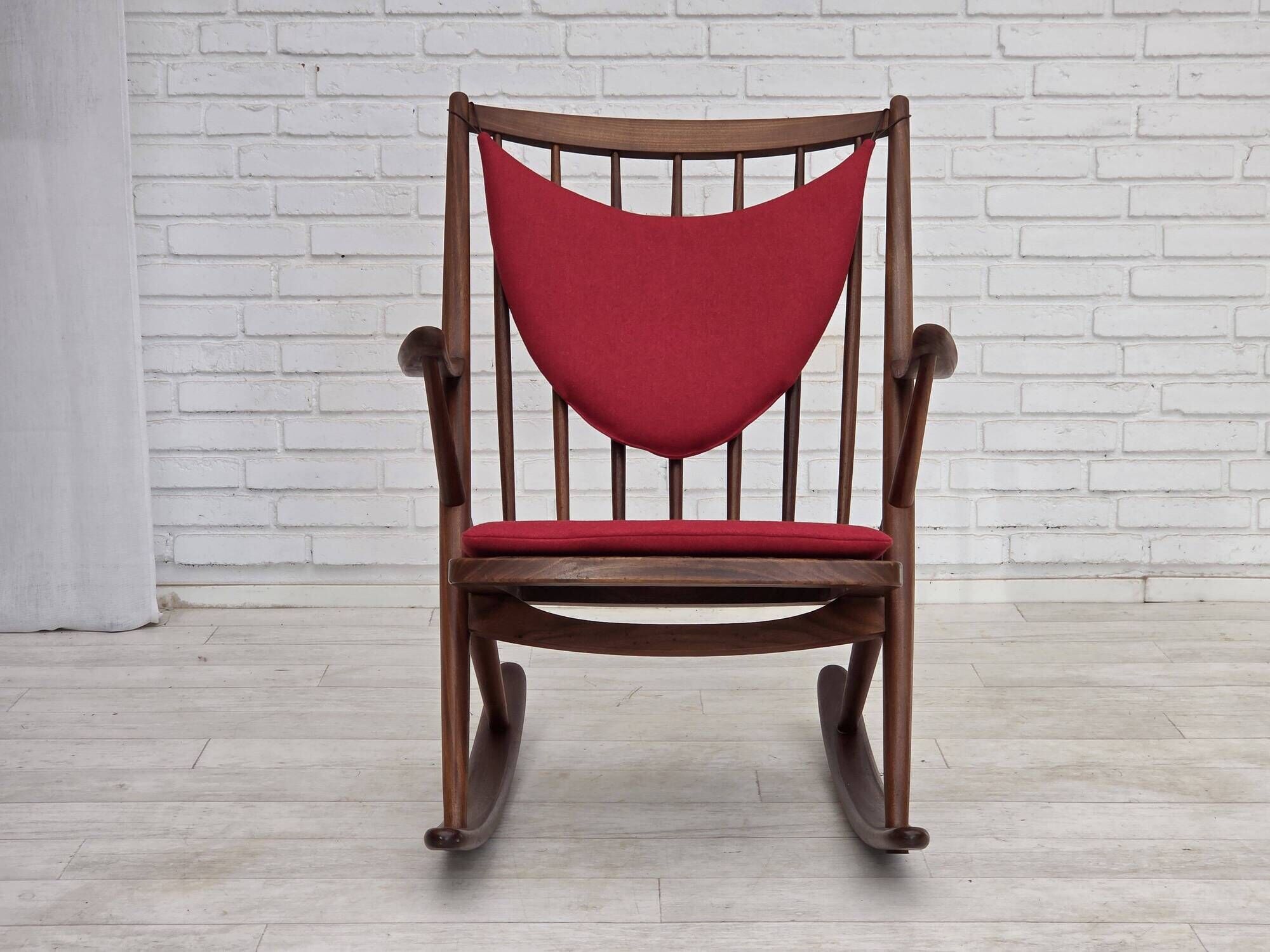 1960s Danish rocking chair by Frank Reenskaug, model 182, reupholstered.