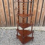 Wooden corner shelf on legs with 5 shelves