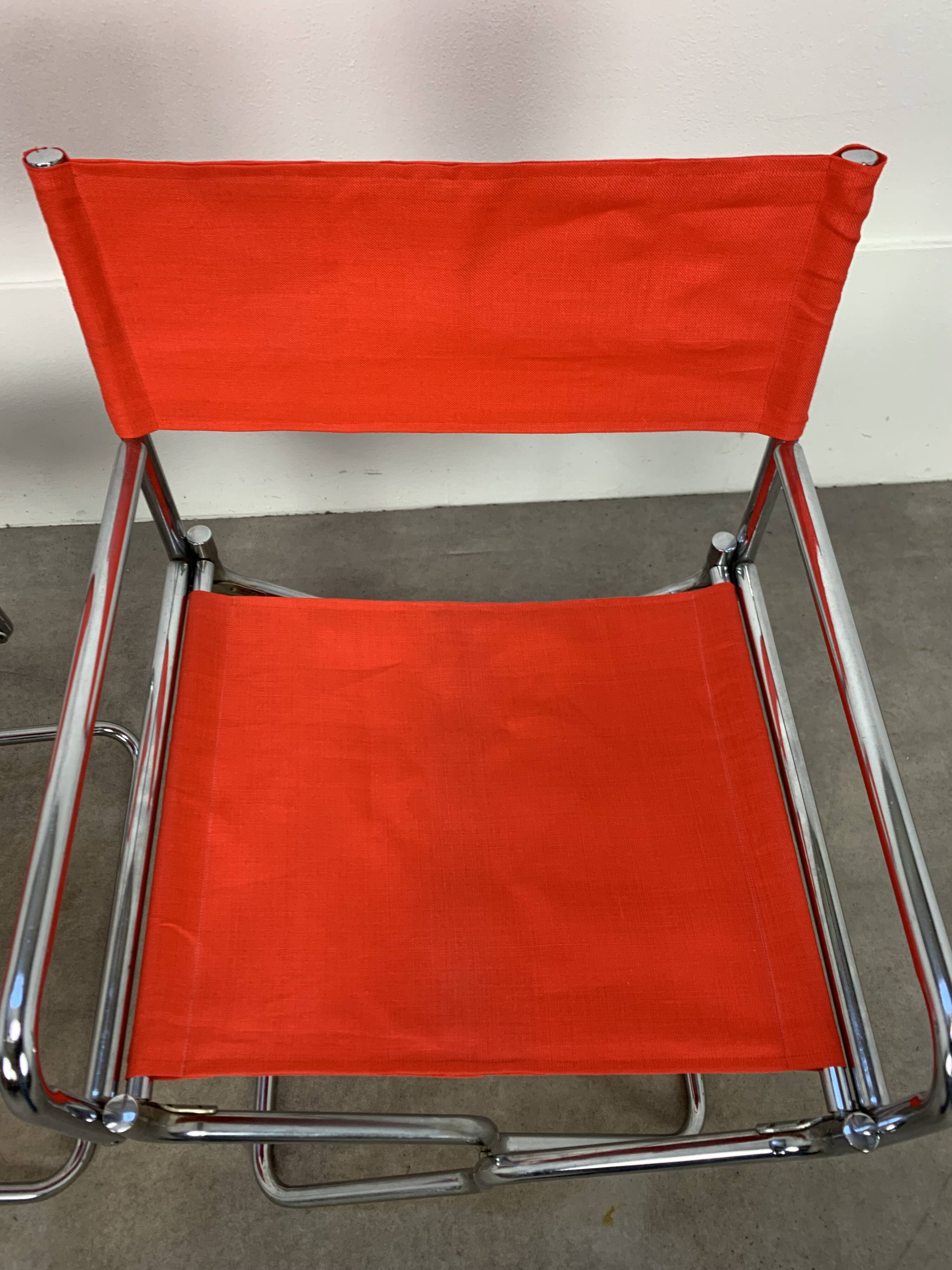 Pair of Lafuma chrome "director" folding chairs