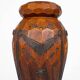 Vase breton en bois sculpté et laiton, Bretagne, France, 1960s