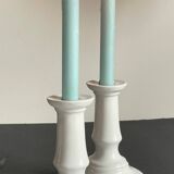 Antique White Ceramic Candlesticks