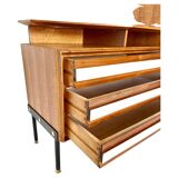 Midcentury Modern Zebra Walnut Sideboard with Drawers, La Permanente Cantu