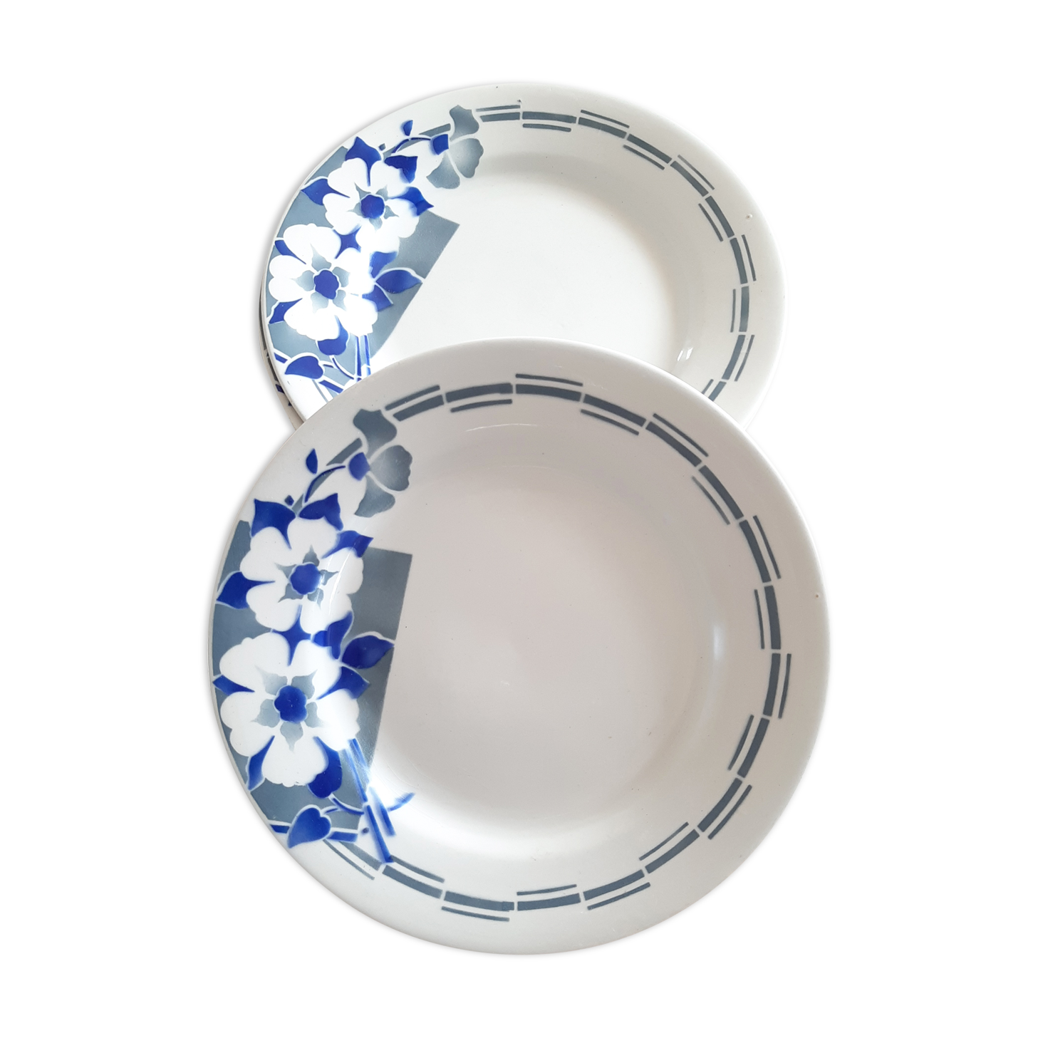 Lot de 6 assiettes plates anciennes Céranord  St Amand modèle LUGANO