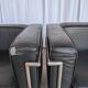 Set of 2 Mid-century Black Leather Lounge Chairs / Italian Design Armchairs