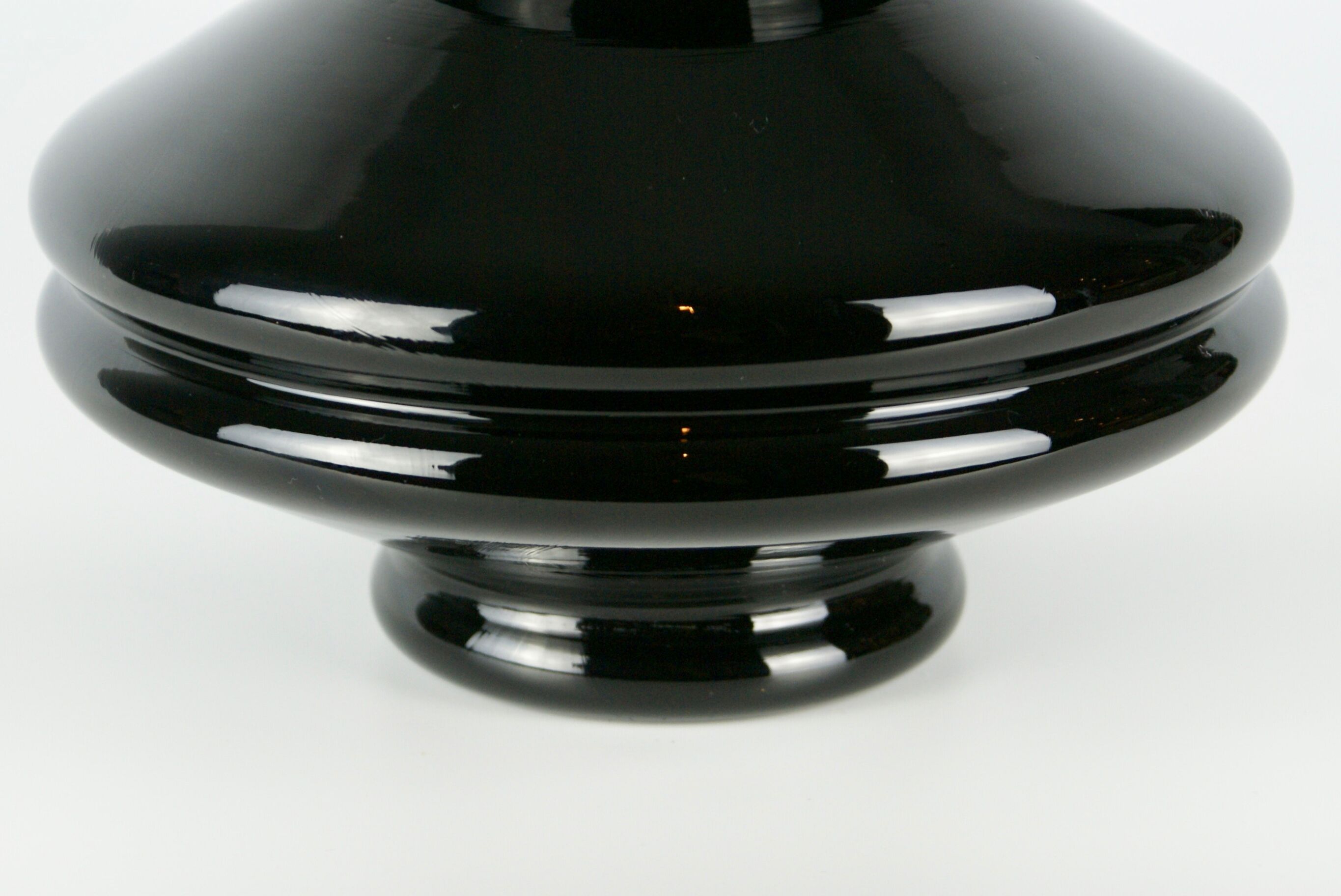Shaped hyalite black glass vase