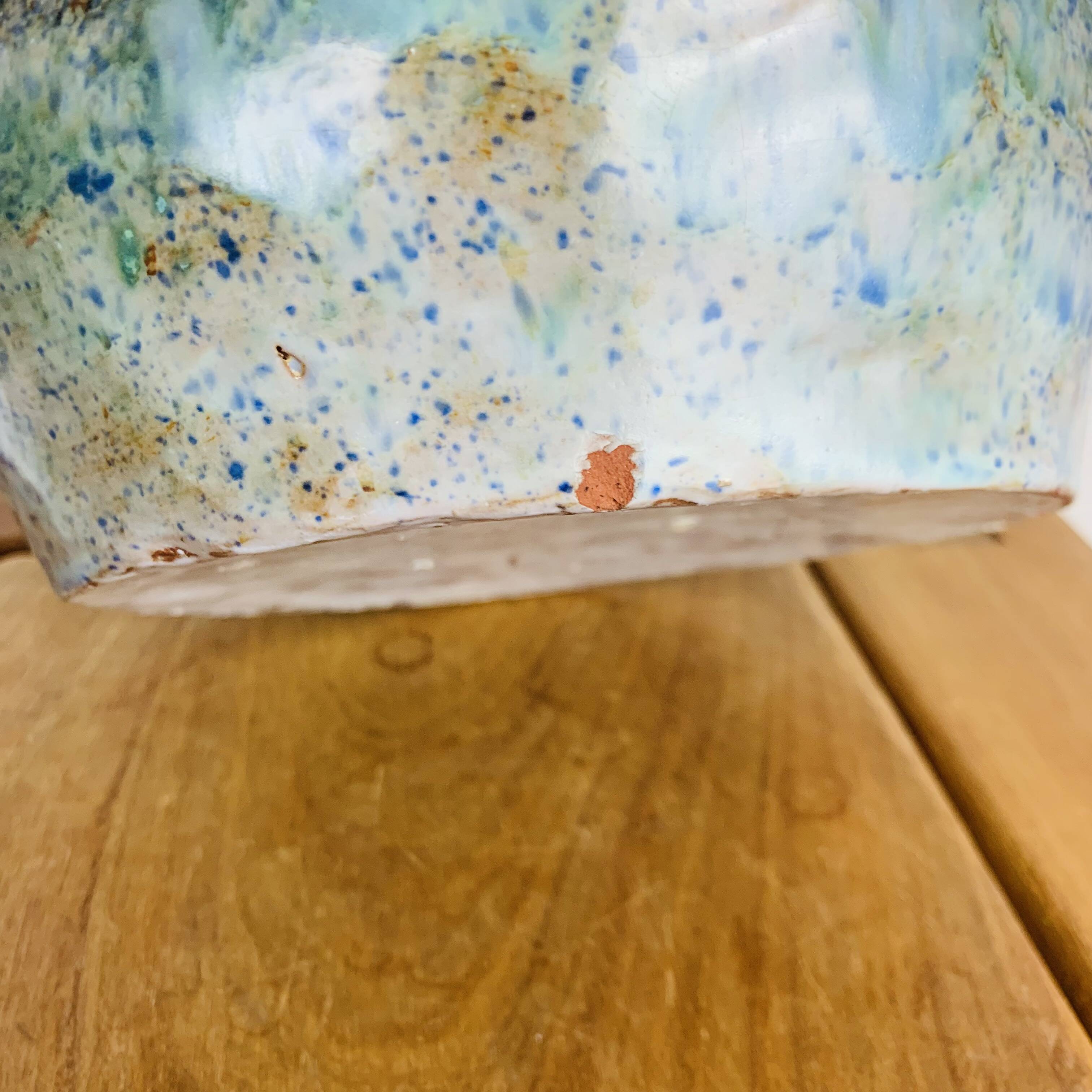 Vintage blue free-form ceramic vase