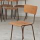 Set of 6 Czech school chairs in metal and wood, Kovona bistro style.