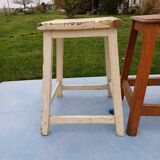 2 wooden workshop stools