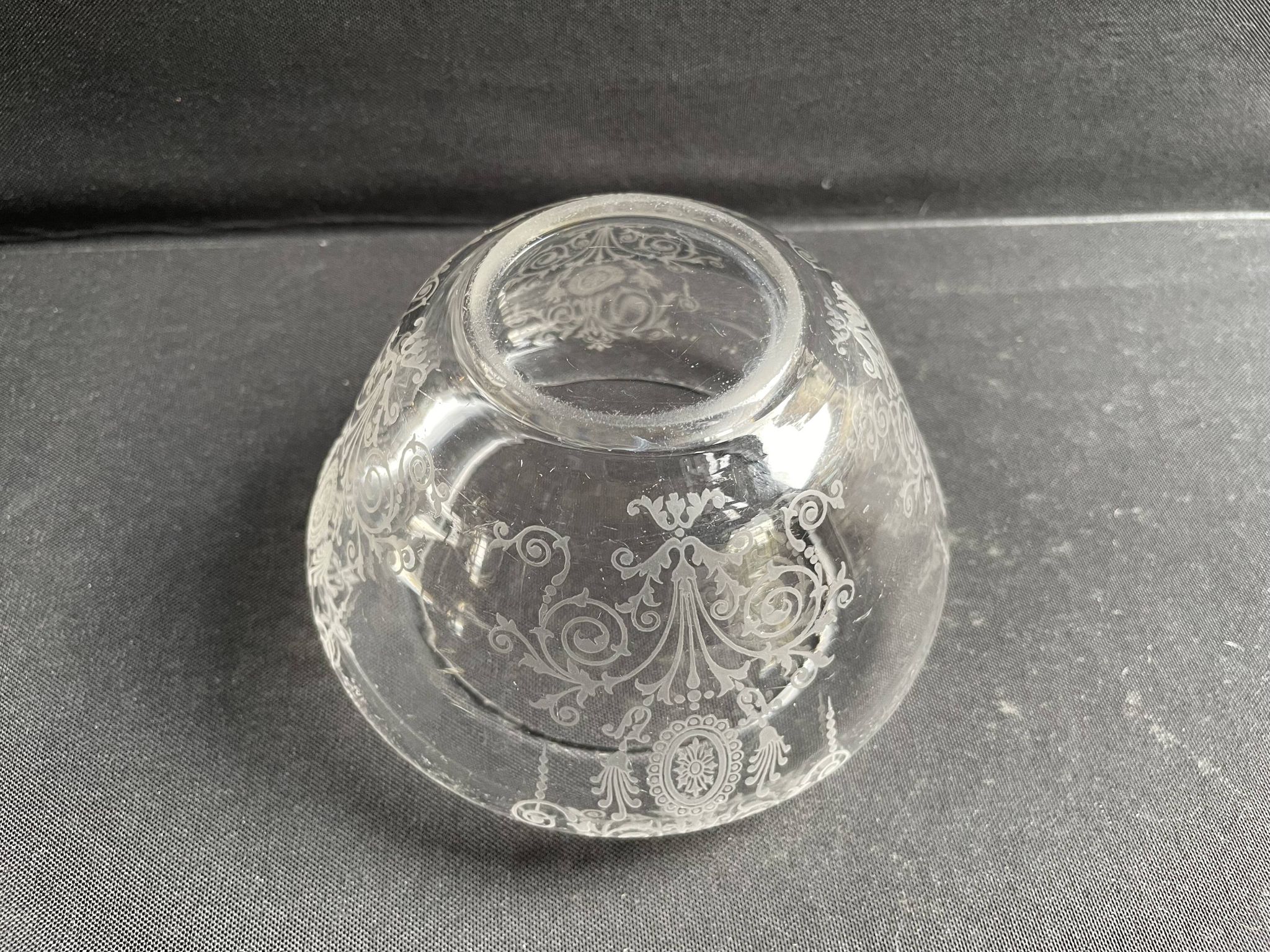 Acid etched crystal vase