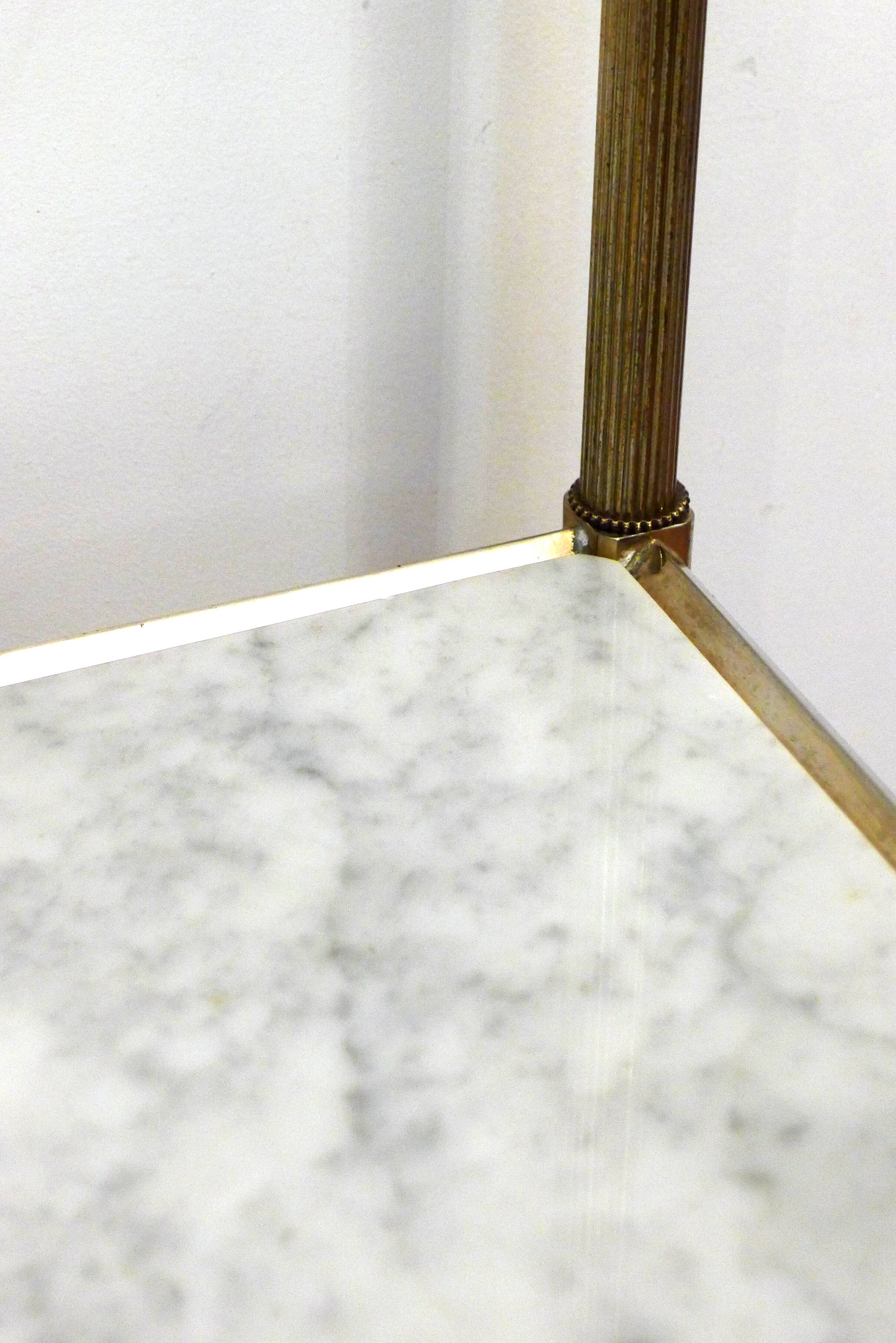 Small Regency-style side table, gold, glass & marble, 1970s.