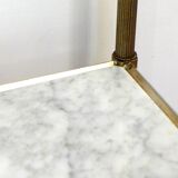 Small Regency-style side table, gold, glass & marble, 1970s.