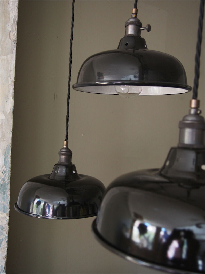 Daybat enamelled black industrial lamp