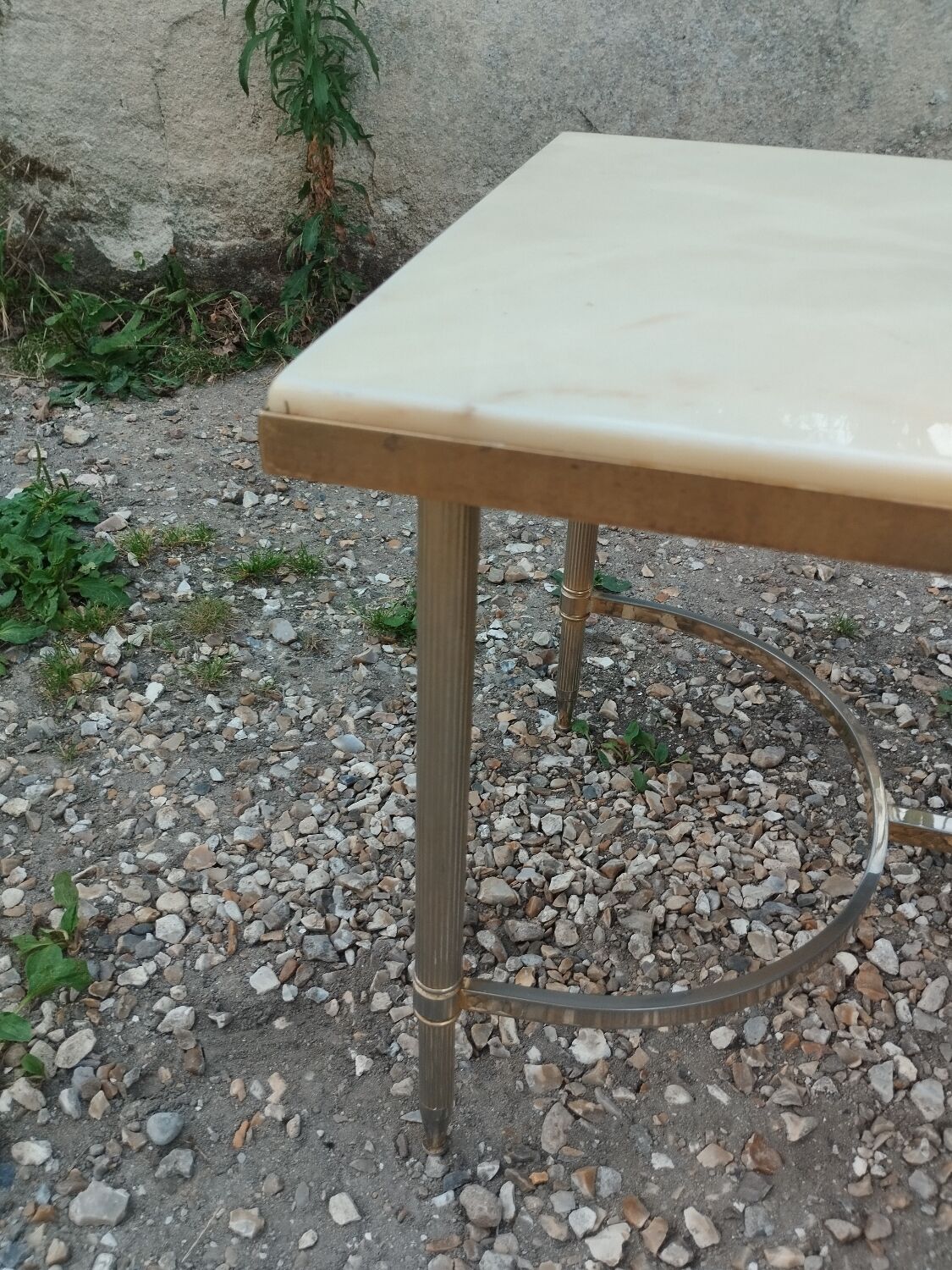 Antique vintage coffee table with marble top