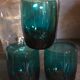 Six verres de verrier bleus paon vintages