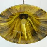 Vintage pendant lamp amber color acrylic and brass 1970s
