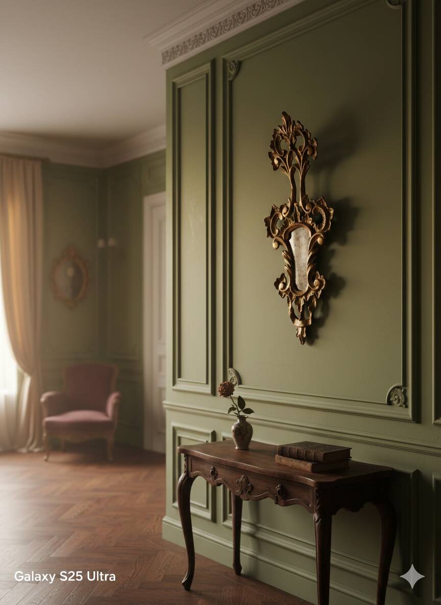 Italian mirror in gilded wood with gold leaf from the 18th century.