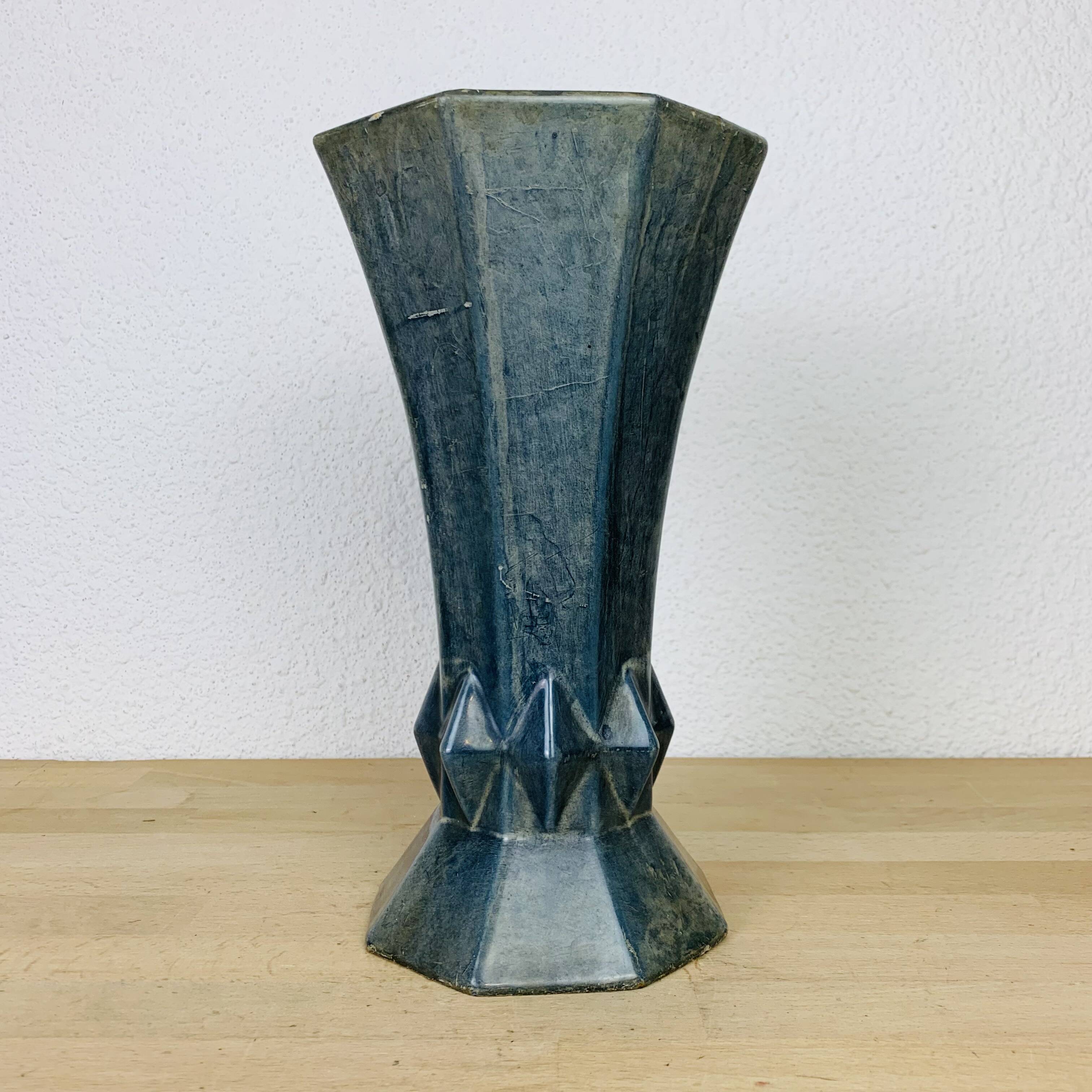 Art Deco enameled cast iron vase