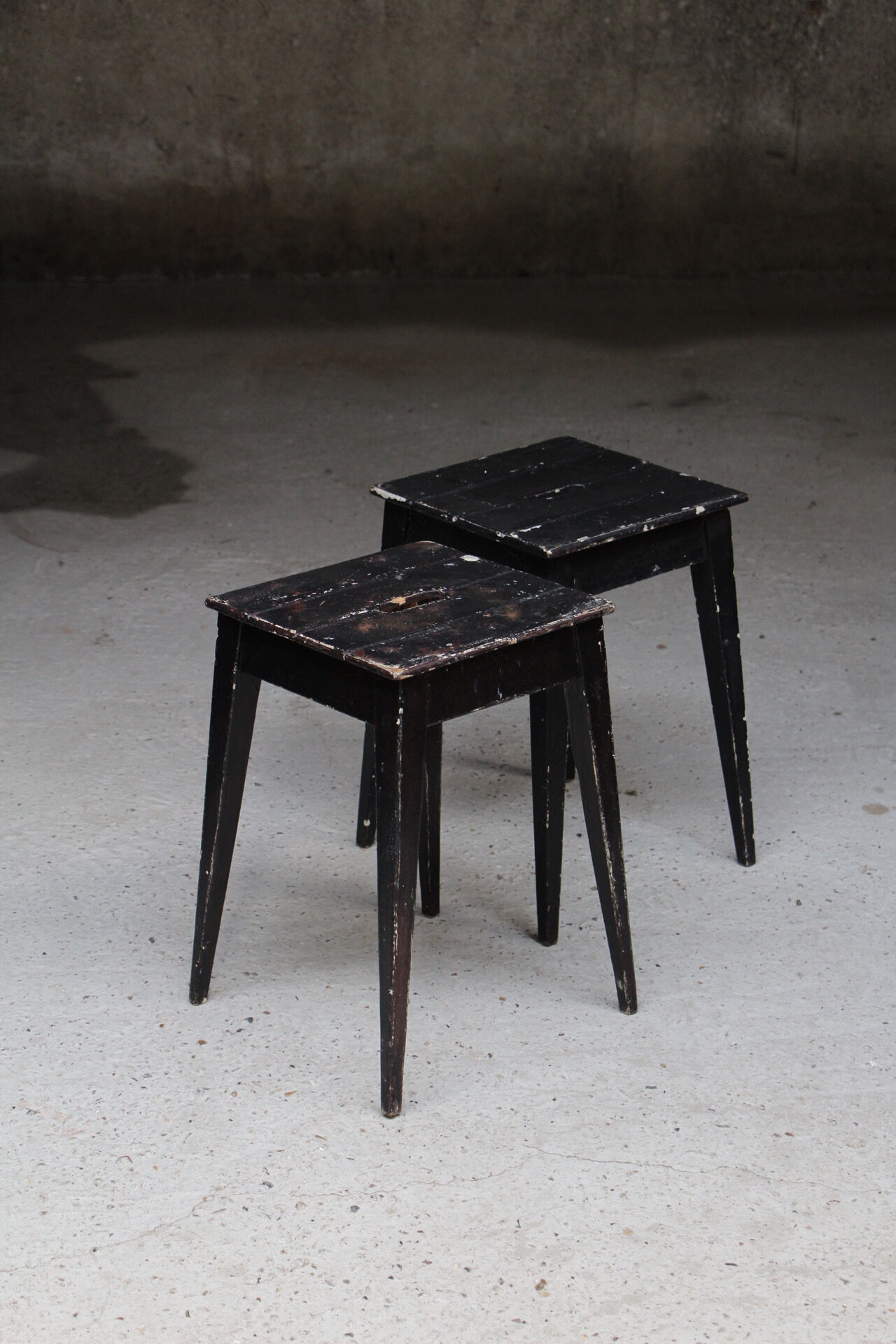 Pair of painter's studio stools France 1950