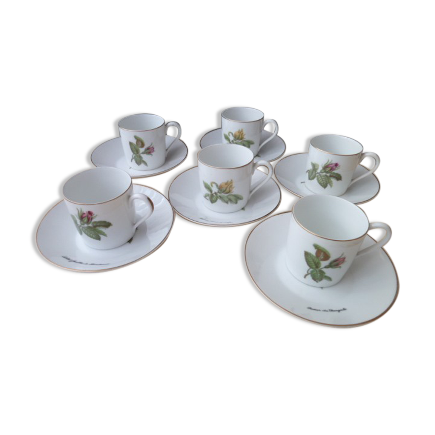 Set of 6 mocha coffee cups in Paris porcelain